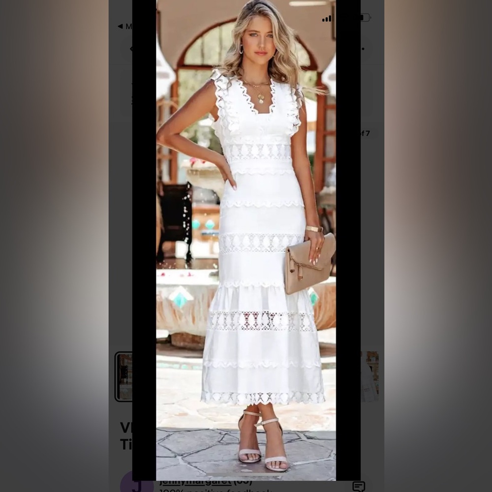 Endless Rose Sacha Linen Crochet Tiered MIDI